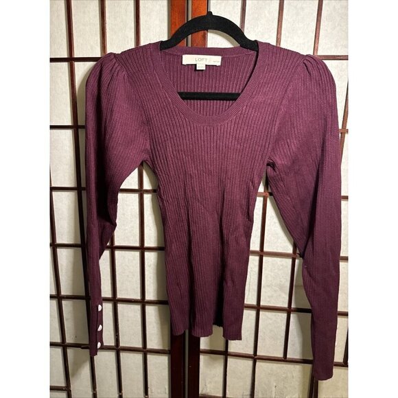 Ann Taylor LOFT Ribbed Top XS/PETITES Soft Stretch Modal Blend Top Scoop Neck - Picture 1 of 15